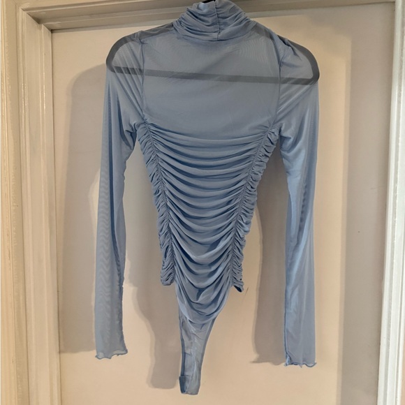 Free People Light Blue Ruched Bodysuit - Picture 2 of 7